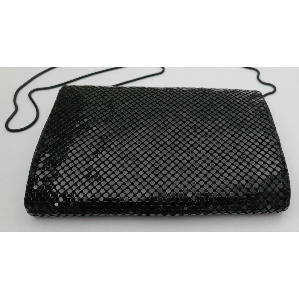 Rebecca Lynn Womens Evening Purse Black Gold Sequin Shoulder Strap 9"x6" - Picture 5 of 8